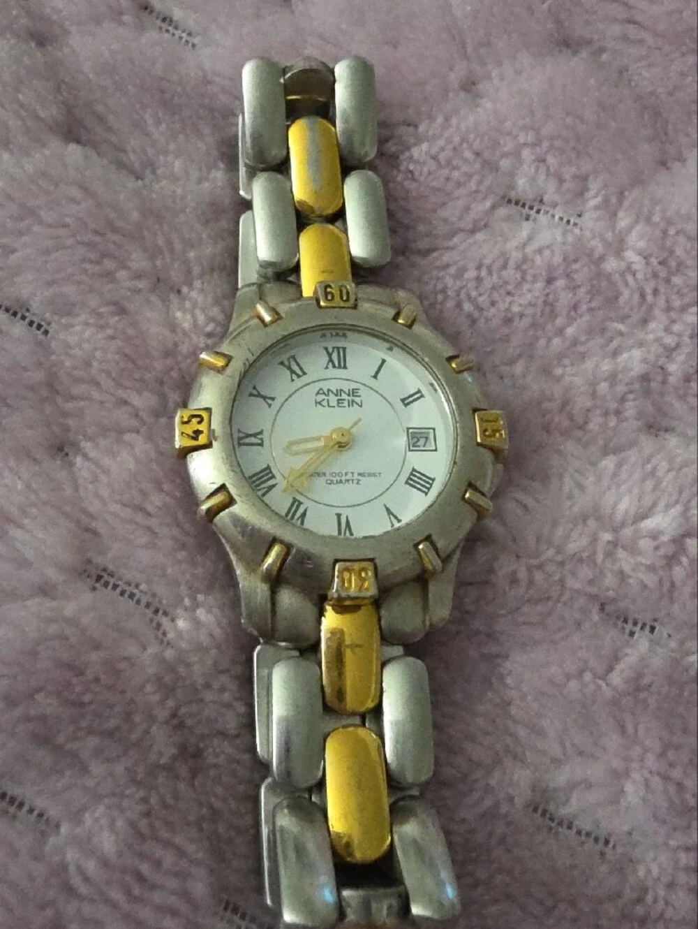 Anne Klein Two-Tone Silver and Gold Bracelet Watch Vintage Needs Battery